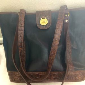 Brahmin  Vintage Bucket Tote Purse Brown & Black